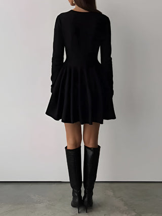 Alina | Robe patineuse élégante pour femmes en crème avec manches longues