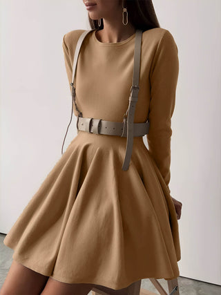 Alina | Robe patineuse élégante pour femmes en crème avec manches longues