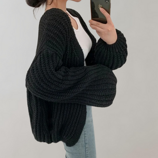 Cardigan en maille épaisse pour femme à coupe ample