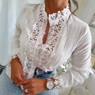 Genevieve™ Blouse Femme avec Dentelle et Broderie