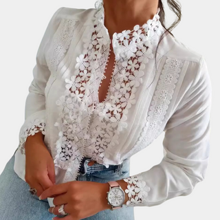 Genevieve™ Blouse Femme avec Dentelle et Broderie