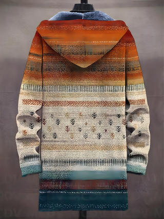 Sweat à capuche zippé à motif multicolore, capuche avec doublure bleu foncé