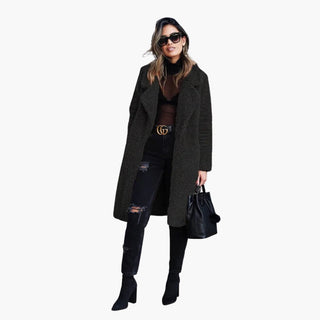 Manteau teddy femme à coupe longue et doublure chaude