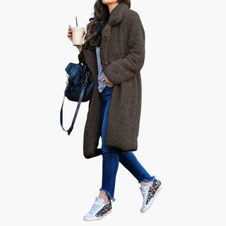 Manteau teddy femme à coupe longue et doublure chaude