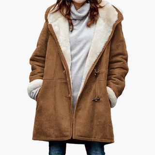 Manteau doublé femme en fausse fourrure avec capuche