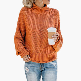 Pull Femme Maille Épaisse Col Montant Confort