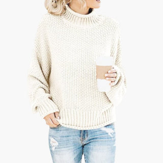 Pull Femme Maille Épaisse Col Montant Confort