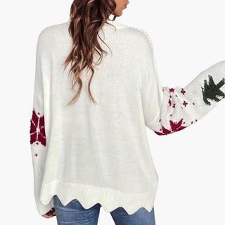 Pull Femme Motif Hivernal Tricoté Style Festif