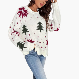 Pull Femme Motif Hivernal Tricoté Style Festif