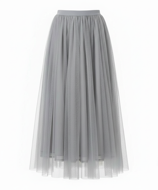 Jupe Midi Tulle | Taille Élastique | Coupe Évasée