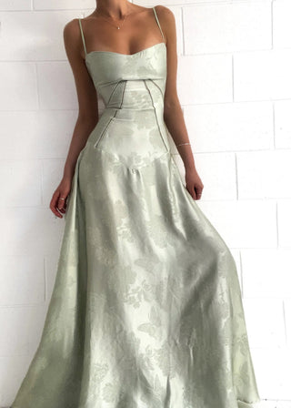 Maddy | Robe maxi élégante pour femmes avec bretelles spaghetti et motif floral