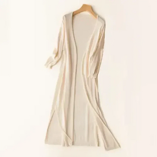 Gilet long en maille légère pour femme