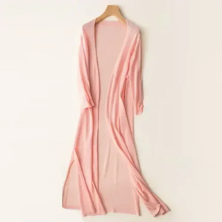 Gilet long en maille légère pour femme