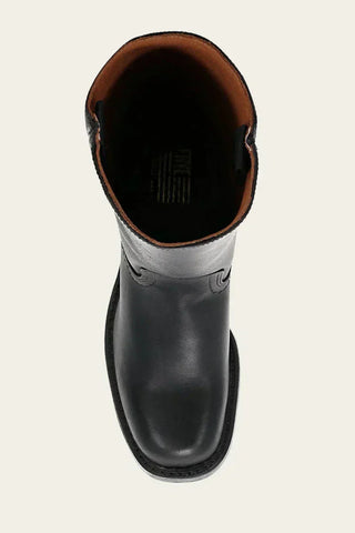 Bottes mi-mollet noires à talon bloc et bout fermé, intérieur doublé.