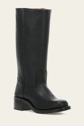Bottes mi-mollet noires à bout fermé et talon bloc, empeigne lisse.