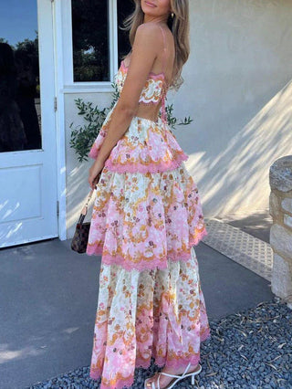 Odetta | Robe maxi florale romantique avec détails en dentelle