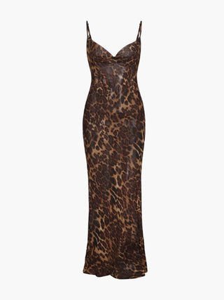 Theresia | Robe maxi léopard transparente – Sauvage & Séduisante