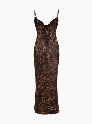Theresia | Robe maxi léopard transparente – Sauvage & Séduisante