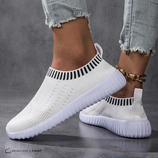 Chaussures de confort Naomi™ blanches, tige en maille et élastique d’enfilage