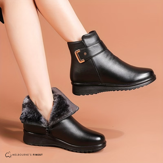 Bottes d’hiver orthopédiques Maurice™ noires, sangle et doublure fourrée