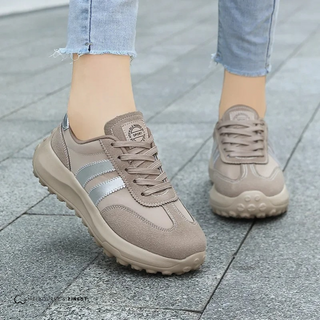 Chaussures orthopédiques Hilary™ beige-kaki, empiècements gris, semelle crantée