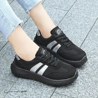 Chaussures orthopédiques Hilary™ noires, empiècements gris, semelle crantée