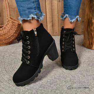 Bottines Dean™ noires, lacets et fermeture éclair, talon bloc, tige haute.
