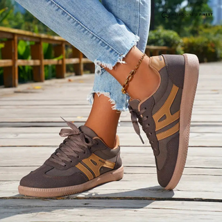 Chaussures orthopédiques femmes marron, lacets, semelle marron, empiècements beiges