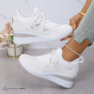 Chaussures de confort orthopédiques Nora™ blanches, tige tricot ajouré, semelle épaisse