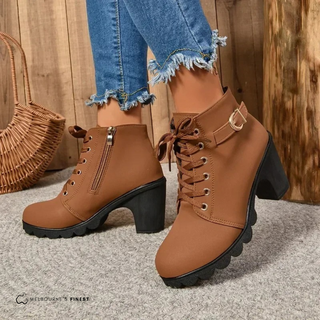 Bottines Dean™ marron, lacets et bride, fermeture éclair, talon bloc.