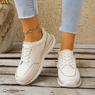 Sneakers orthopédiques confort Gina™ blanches, lacets et surpiqûres latérales