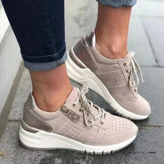 Chaussures orthopédiques femme Trudy™ kaki, lacets, semelle épaisse blanche