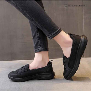 Chaussures orthopédiques Helga™ noires à scratch, semelle épaisse