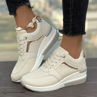 Sneakers de confort Evie™ blanches à lacets, perforations, semelle épaisse
