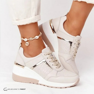 Chaussures orthopédiques femme Sallie™ blanches à lacets et semelle épaisse