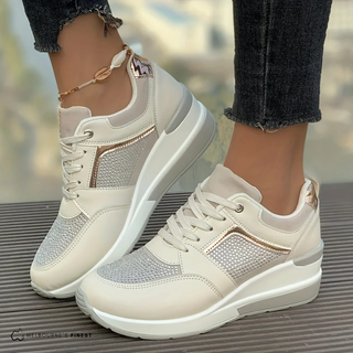 Chaussures orthopédiques Farrah™ blanches à lacets, empiècements perforés et semelle épaisse