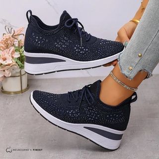 Chaussures de confort orthopédiques Nora™ bleu marine, tige tricot, semelle épaisse blanche