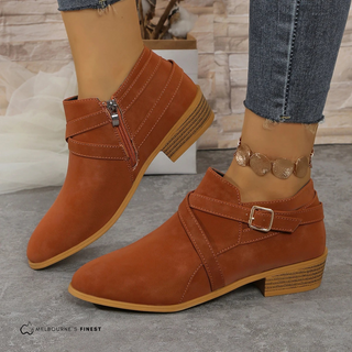 Bottes de cheville orthopédiques Lesa™ marron, fermeture éclair latérale, bride à boucle