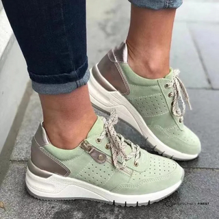 Chaussures orthopédiques femme Trudy™ vert, lacets, semelle épaisse blanche