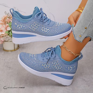 Chaussures de confort orthopédiques Nora™ bleu clair, tige tricot ajouré, semelle épaisse