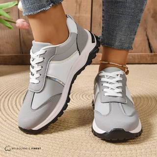 Chaussures orthopédiques pour femmes Connie™ : baskets grises à lacets, semelle épaisse