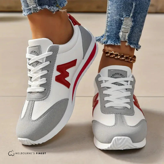 Chaussures orthopédiques Miley™ blanches à empiècements rouges, lacets