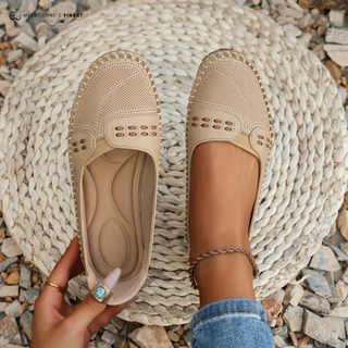 Chaussures confort orthopédiques Raya beige, empiècements perforés et bride latérale