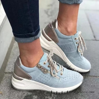 Chaussures orthopédiques femme Trudy™ bleu clair, lacets, semelle épaisse blanche