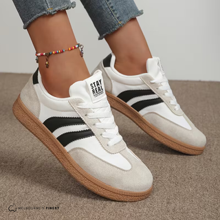 Chaussures orthopédiques Confort blanches à lacets, empiècements gris et semelle gomme