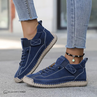 Baskets orthopédiques Ella™ bleu marine à lacets, semelle crantée et patte talon