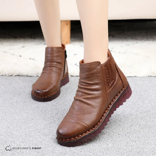 Bottes orthopédiques Missy™ marron doublées de peluche, tige mi-haute à coutures