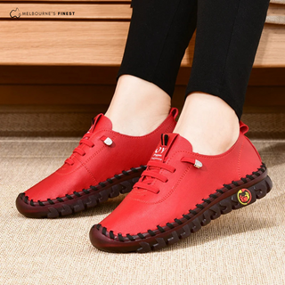 Chaussures orthopédiques femmes Coleen™ rouges à lacets, semelle épaisse antidérapante