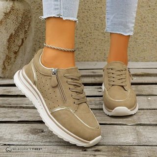 Chaussures de confort orthopédiques Lindy™ camel à lacets, zip latéral et semelle épaisse