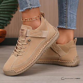 Baskets orthopédiques Ella™ beiges à lacets, attache cheville chaîne